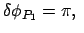 $\displaystyle \delta \phi_{P_1} = \pi, $