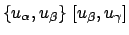 $\displaystyle \{ u_\alpha , u_\beta \}  [ u_\beta, u_\gamma ]$