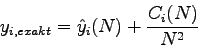 \begin{displaymath}
y_{i,exakt} = \hat y_{i}(N) + \frac{C_{i}(N)}{N^{2}}
\end{displaymath}